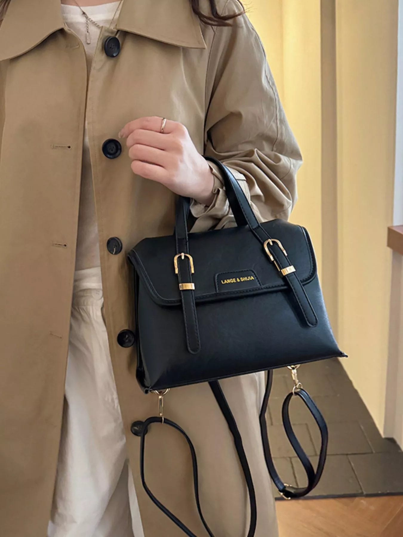 Leather Flap Backpack Bag