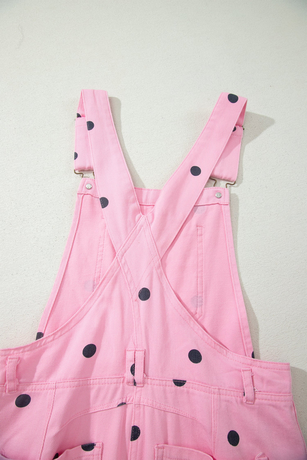 Jet Stream Polka Dot Print Bib Pocket Denim Barrel Overalls Jumpsuit