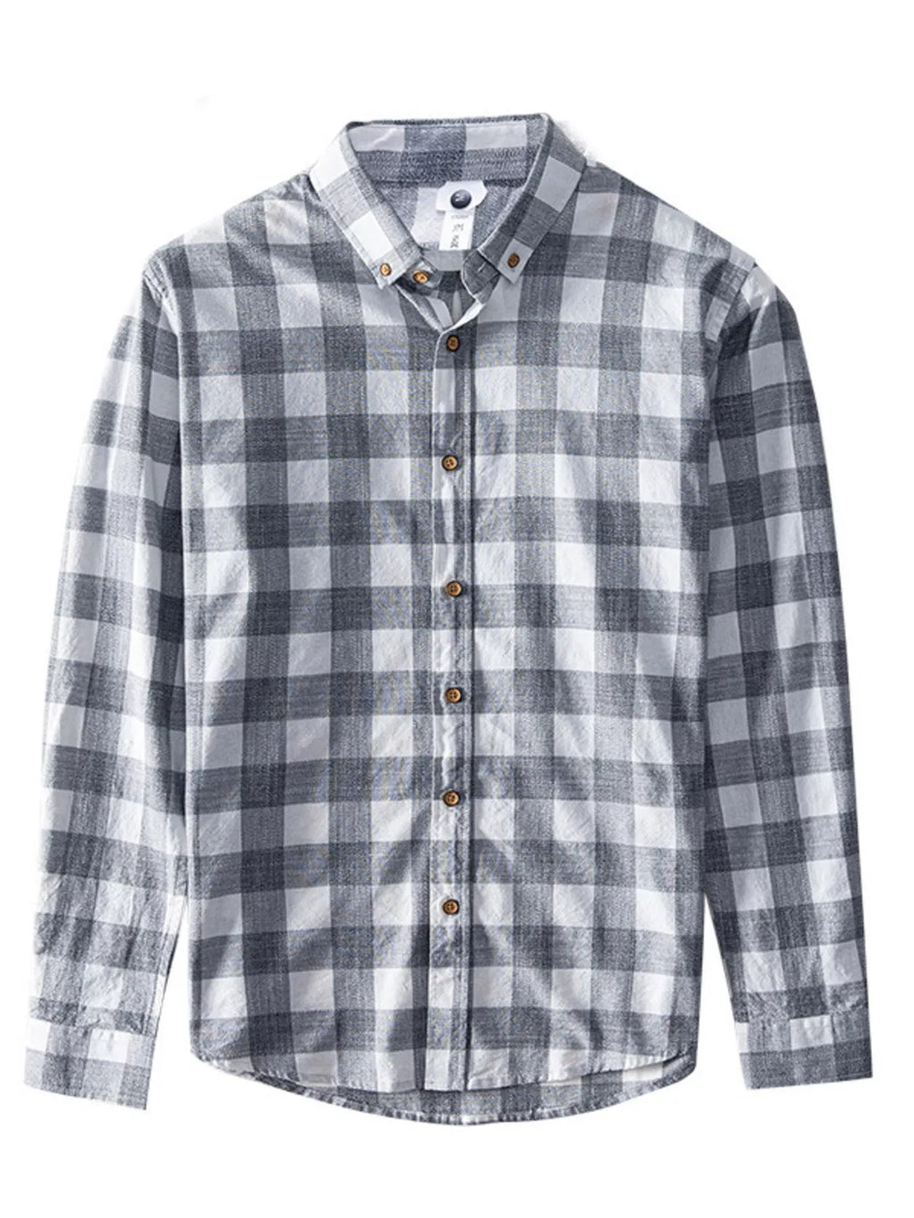 Men's Plus Size Plaid Button-Down Long Sleeve Shirt