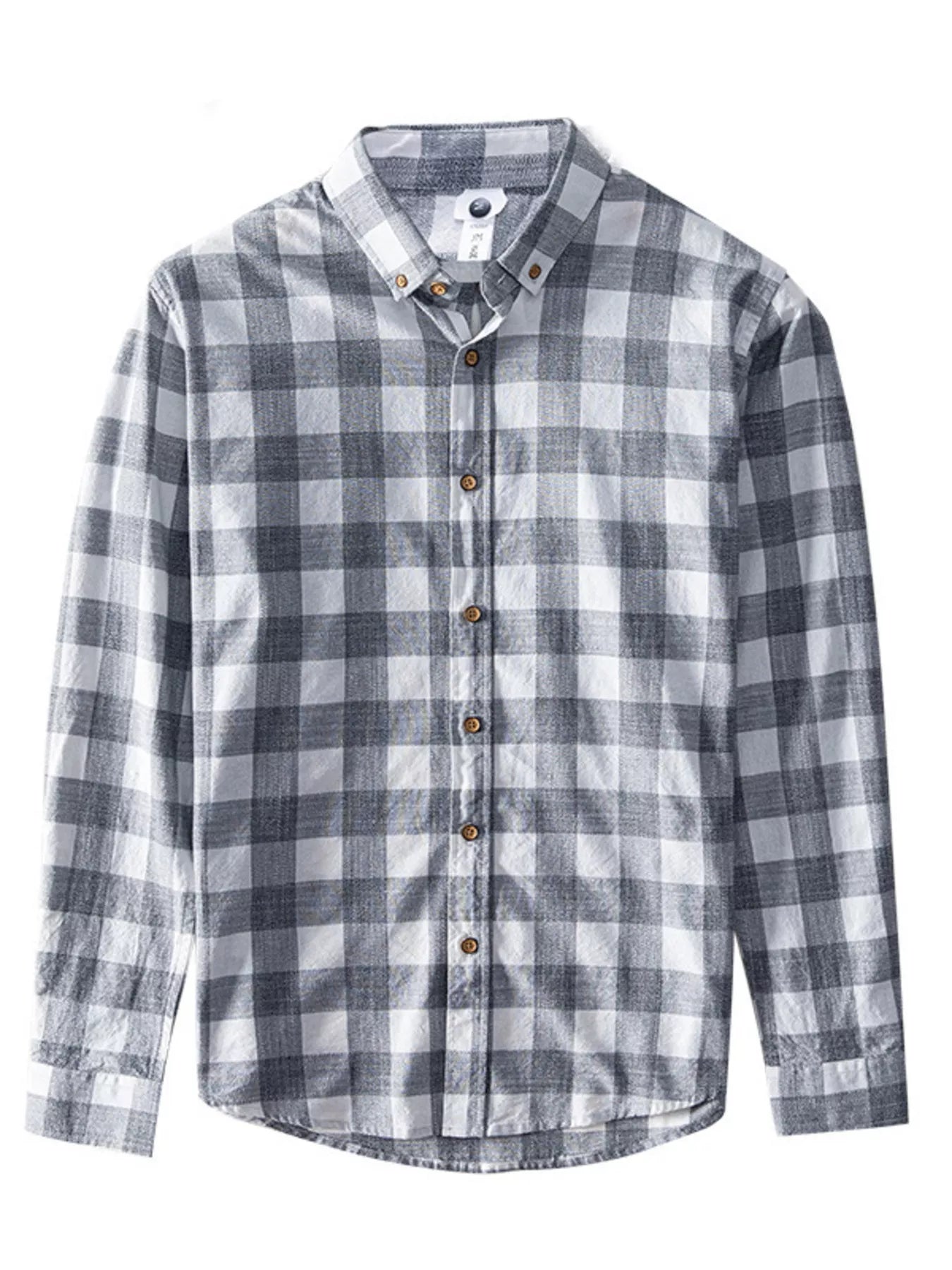 Men's Plus Size Plaid Button-Down Long Sleeve Shirt