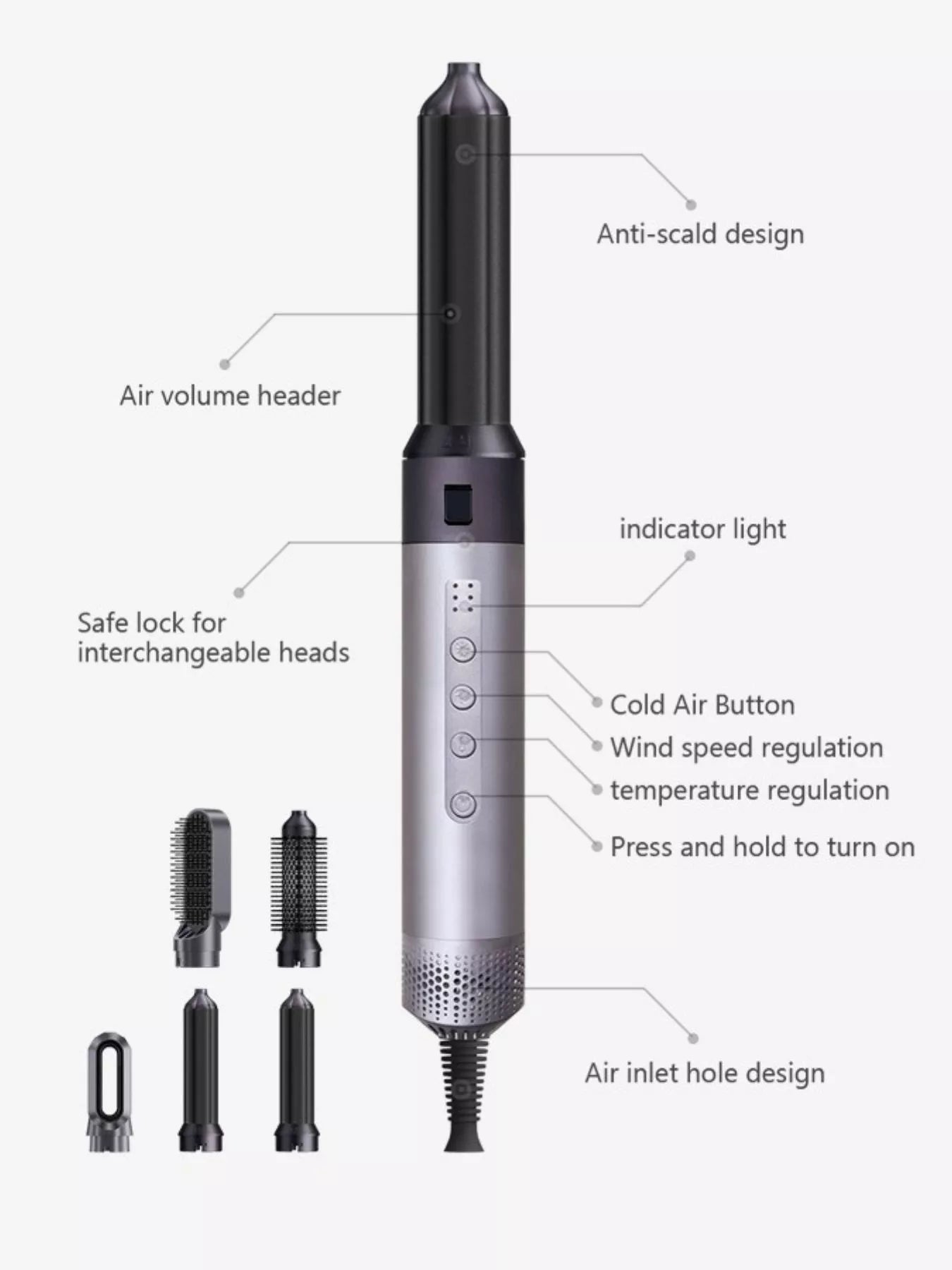 6-in-1 Interchangeable Head Curling Iron
