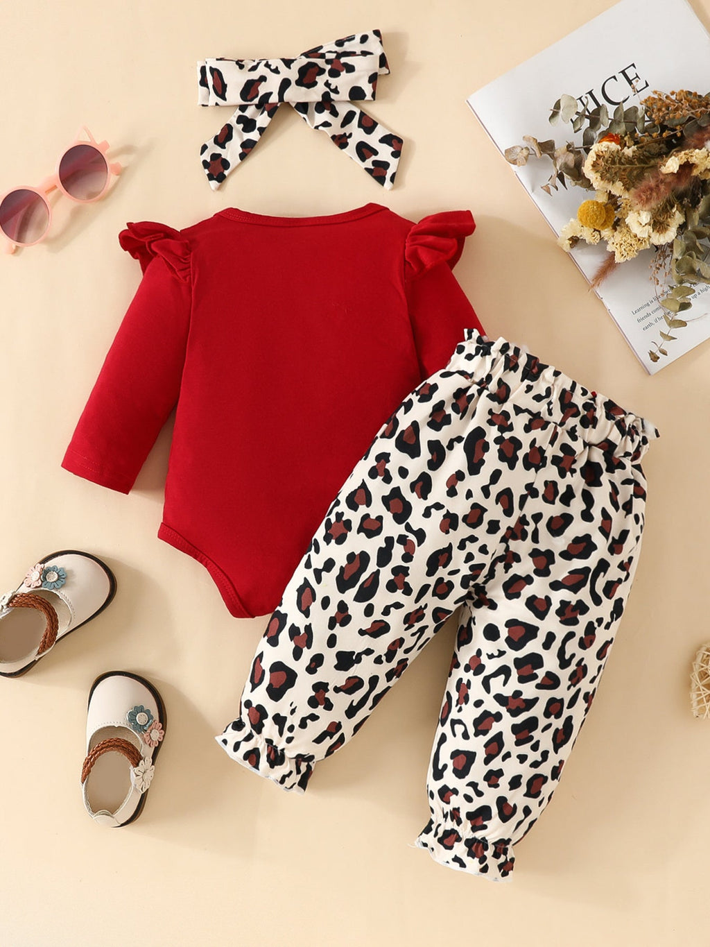 Children's Bunny Long Sleeve Bodysuit and Pants Set with Headscarf