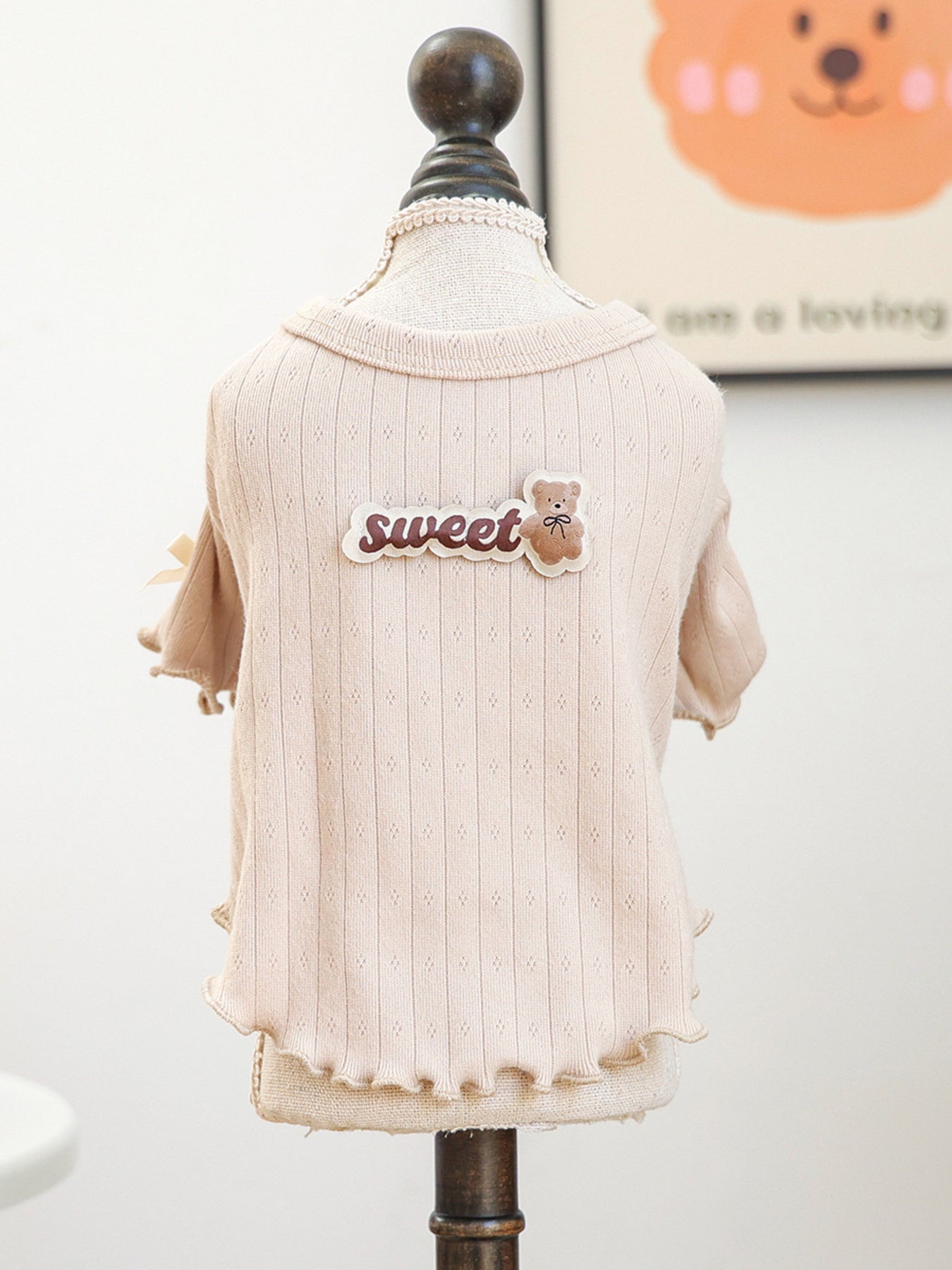 Sweet Bear Patch Ribbed Pet Top
