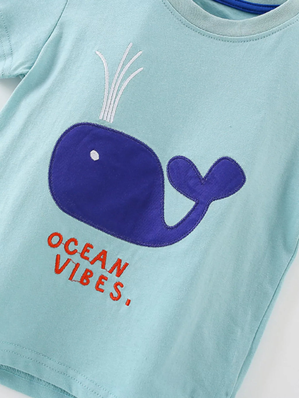 Children's Whale Round Neck Tee and Shorts Set