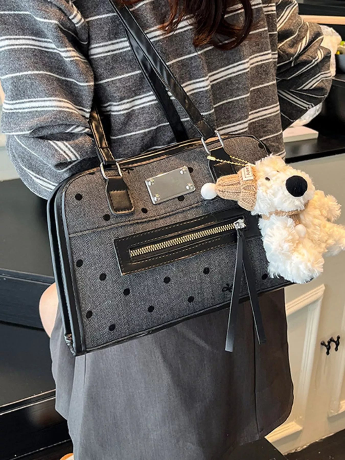 Polka Dot Convertible Shoulder Bag