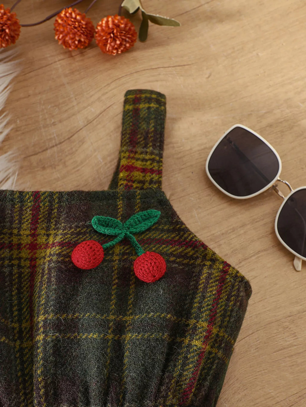Children's Long Sleeve Top and Plaid Dress Set