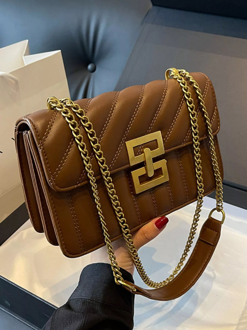 Quilted Flap Chain Shoulder Bag