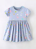 Children's Printed Short Sleeve Casual Dress