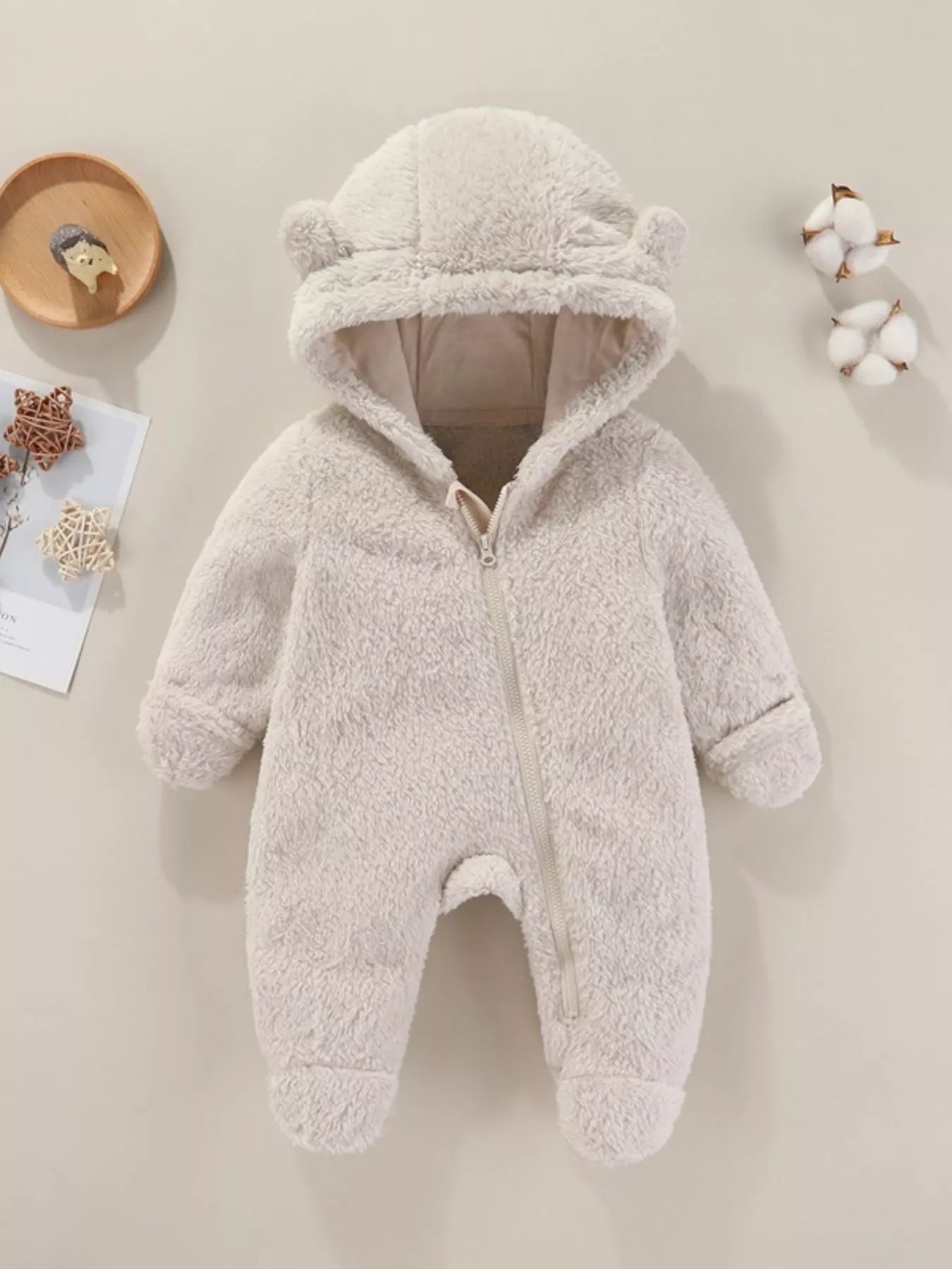 Children's Cozy Bear Hooded Fleece One-Piece