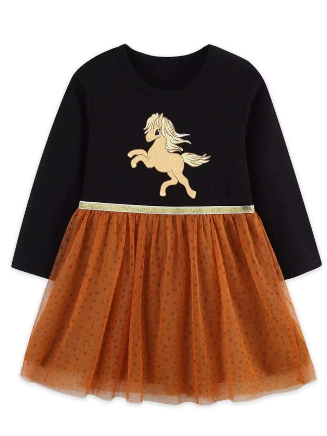 Children's Horse Long Sleeve Tulle Dress