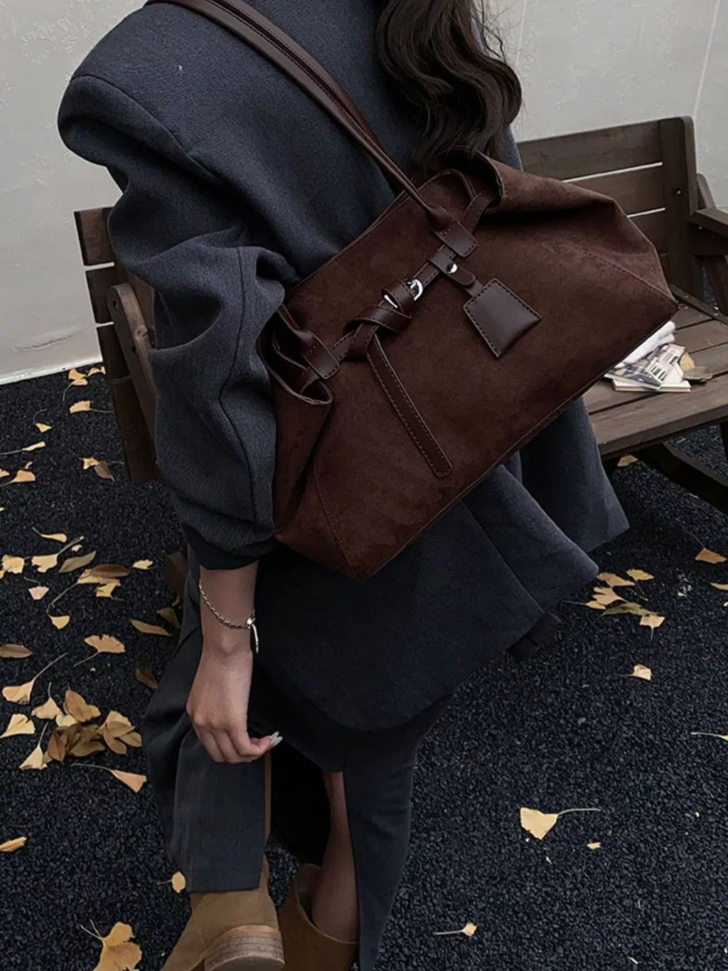 Lightweight Suede Shoulder Bag