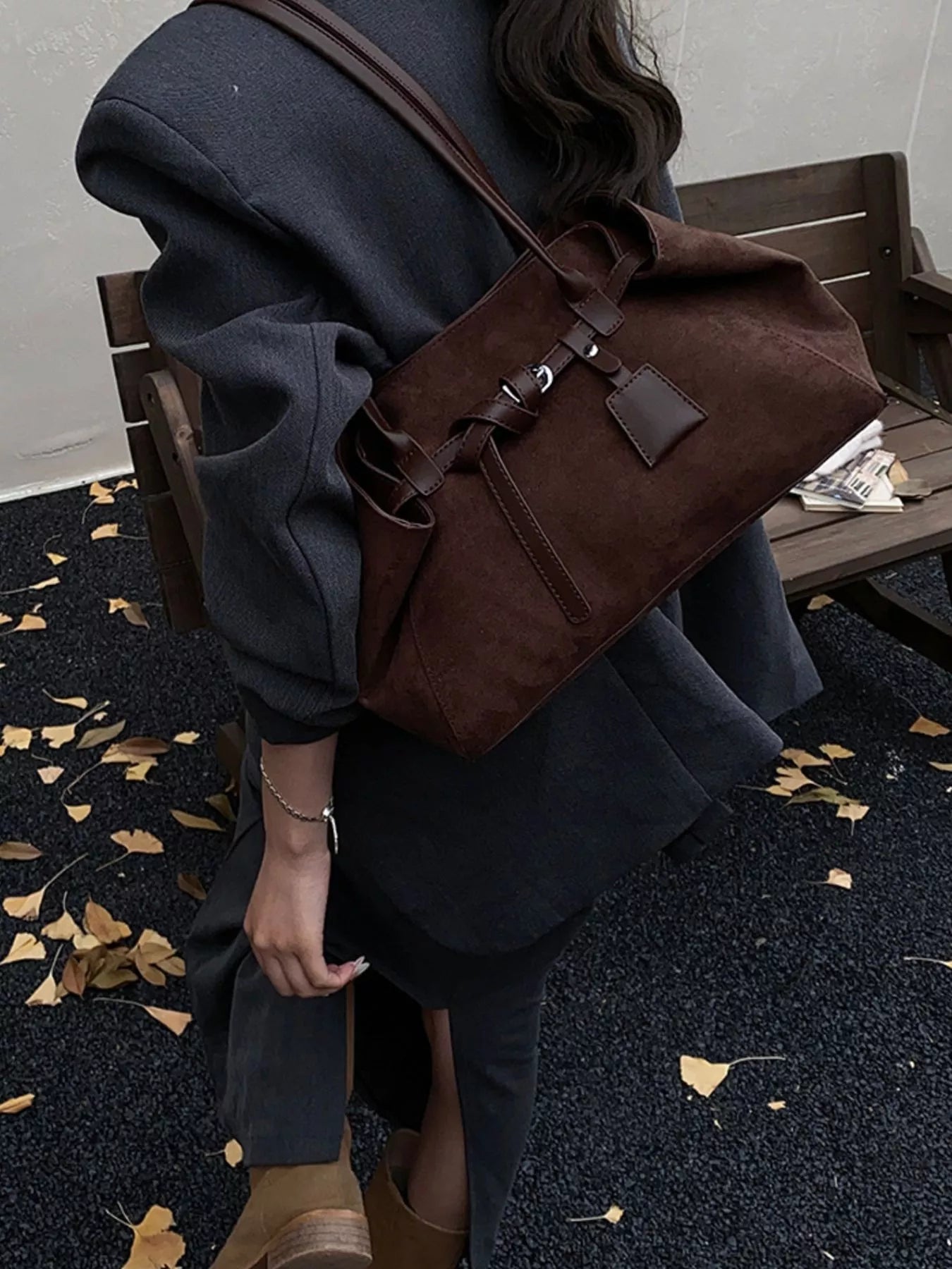 Lightweight Suede Shoulder Bag