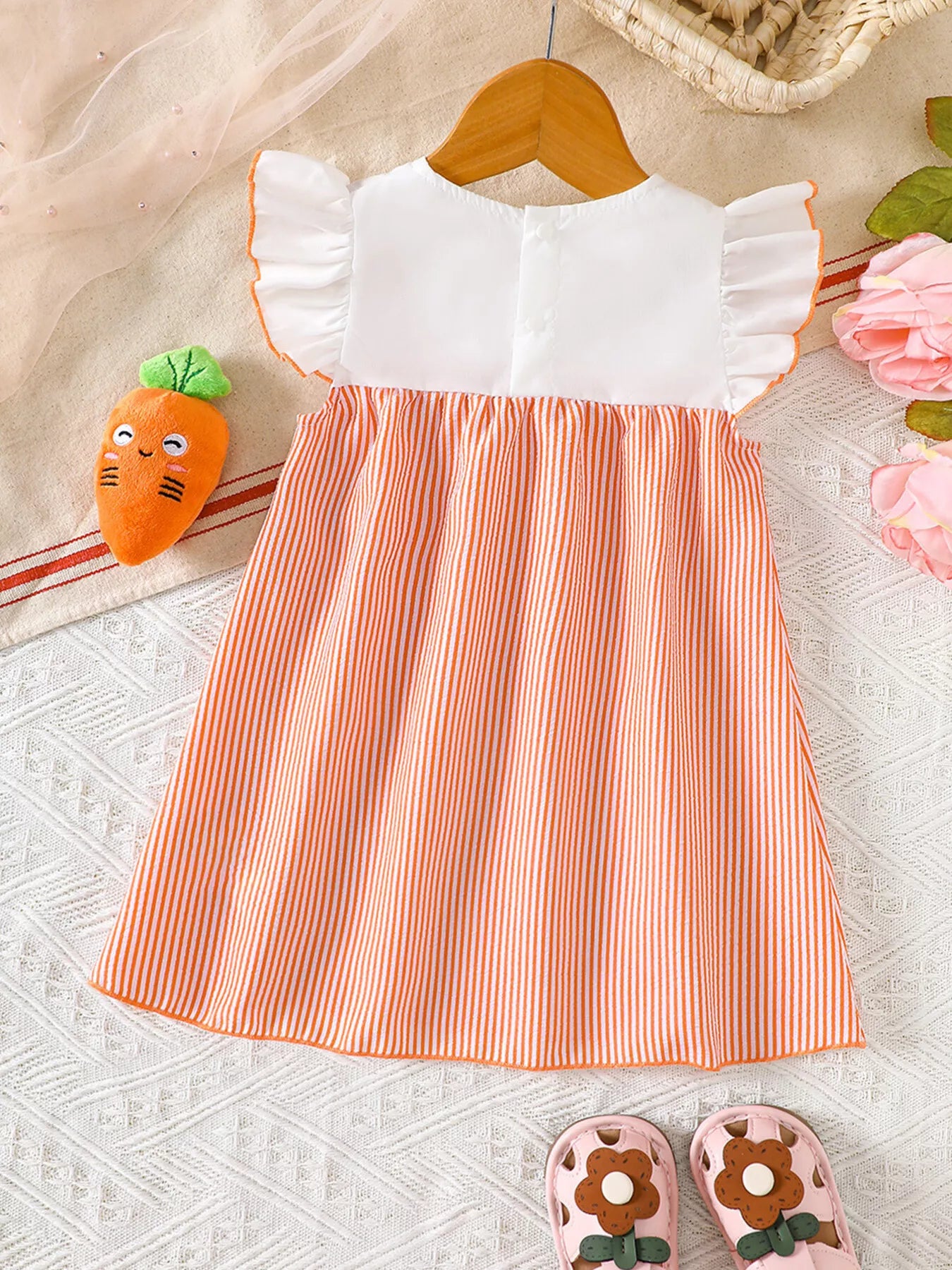 Children's Embroidered Striped Dress