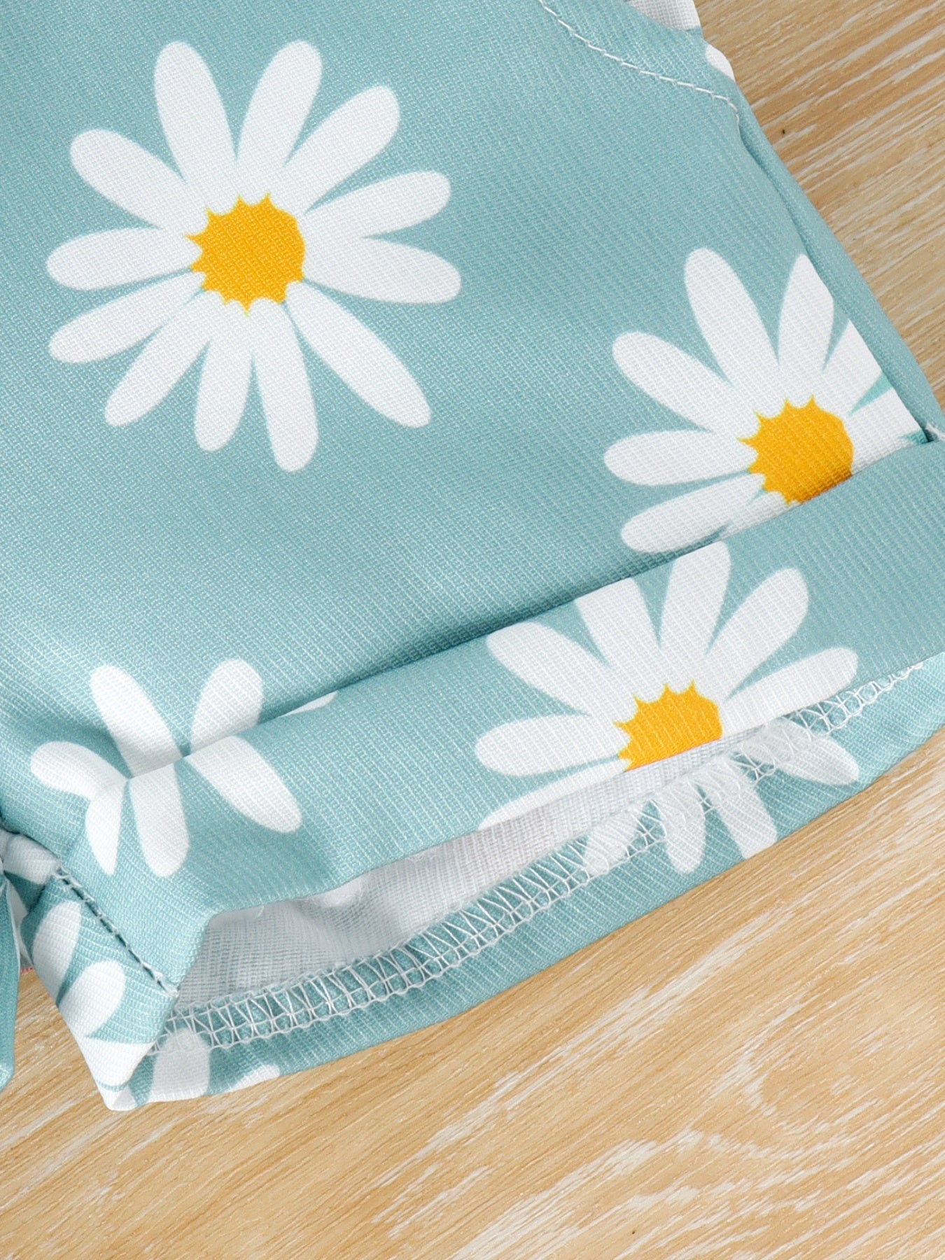 Children's Ruffle Trim Ribbed Top and Daisy Overalls Set