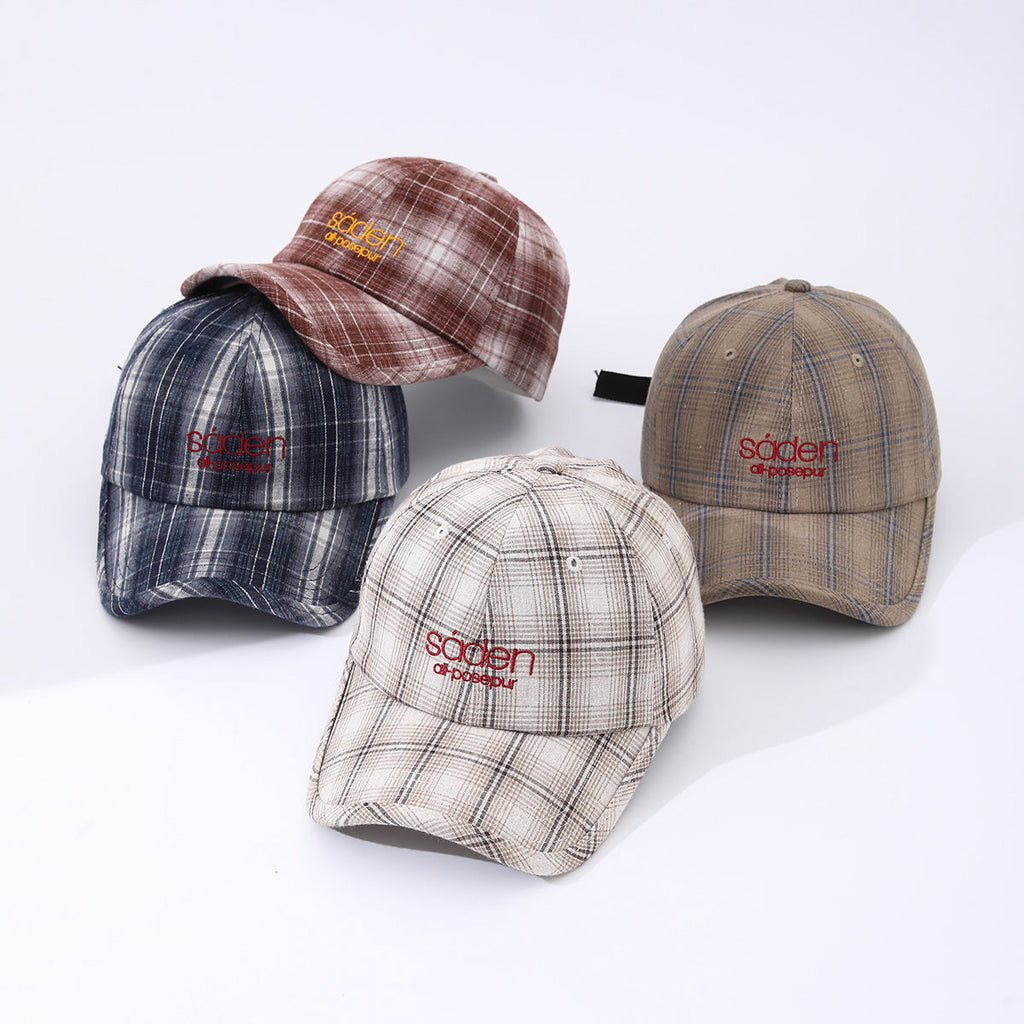 Women's Striped Checkered Embroidered Baseball Cap – 4 Colors