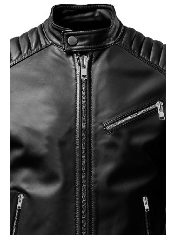 Black Men’s Slim Fit Genuine Leather Jacket