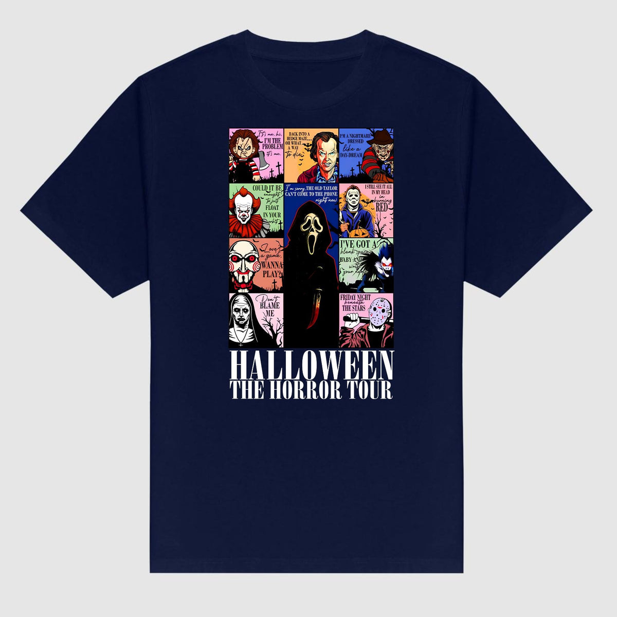 "The Horror Tour" T-Shirt - Creepy Halloween Graphic Tee, Vintage Style Horror Movie Fan Gift