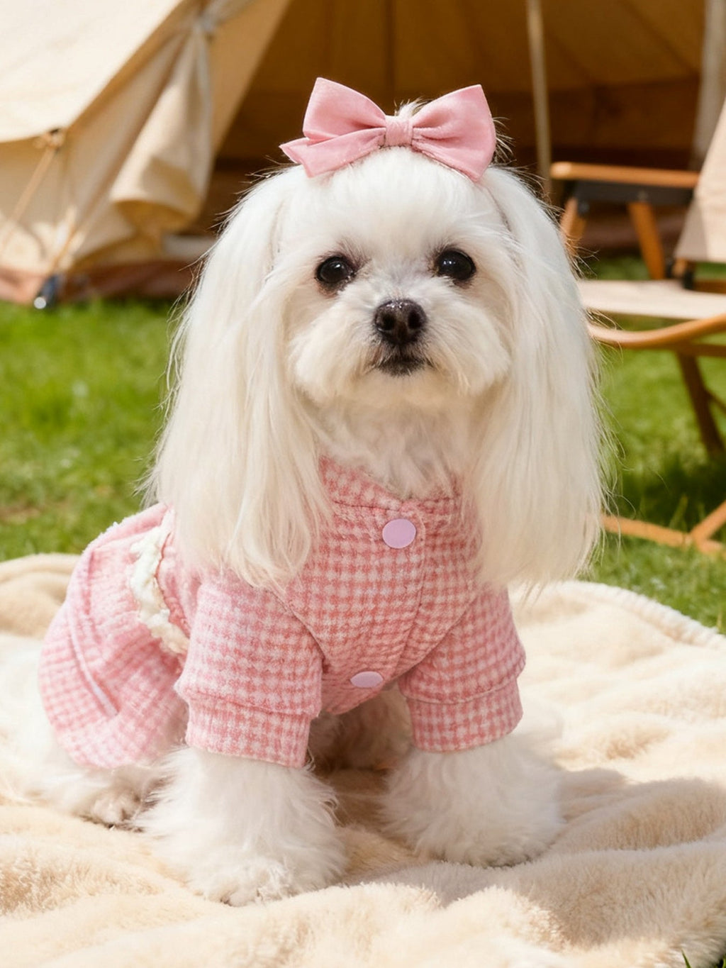 Plaid Ruffle Pet Dress with Bow