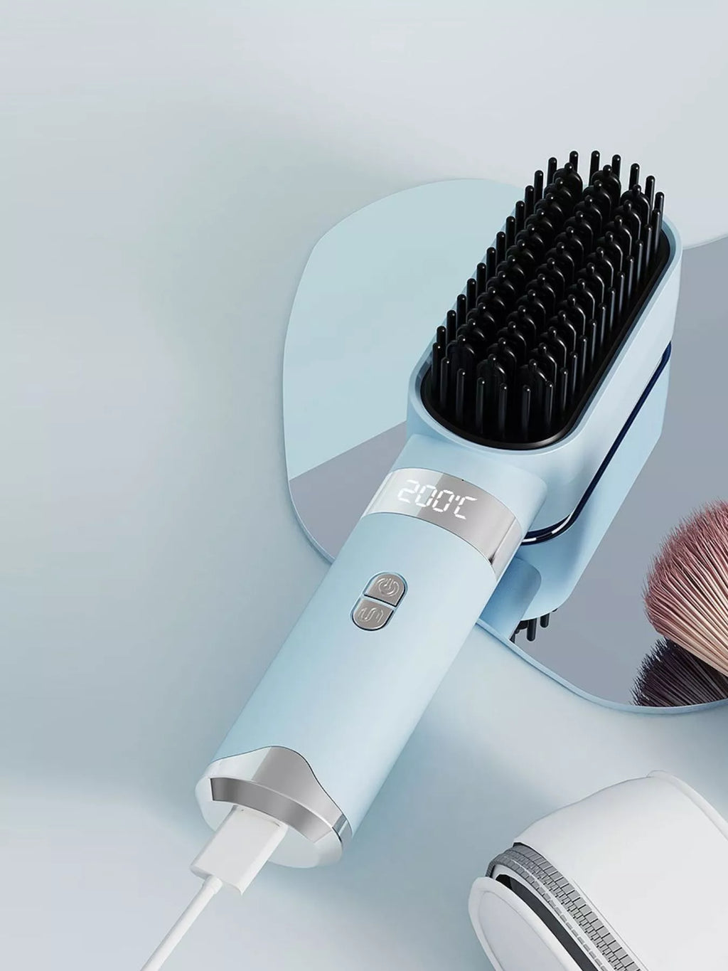 2-in-1 Portable Wireless Ionic Brush Straightener Comb