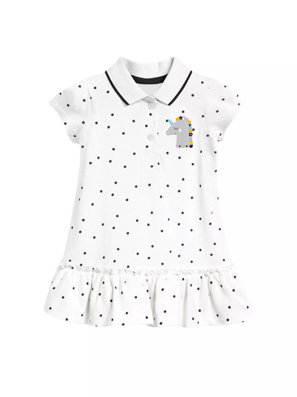 Children's Polka Dot Ruffle Hem Polo Dress