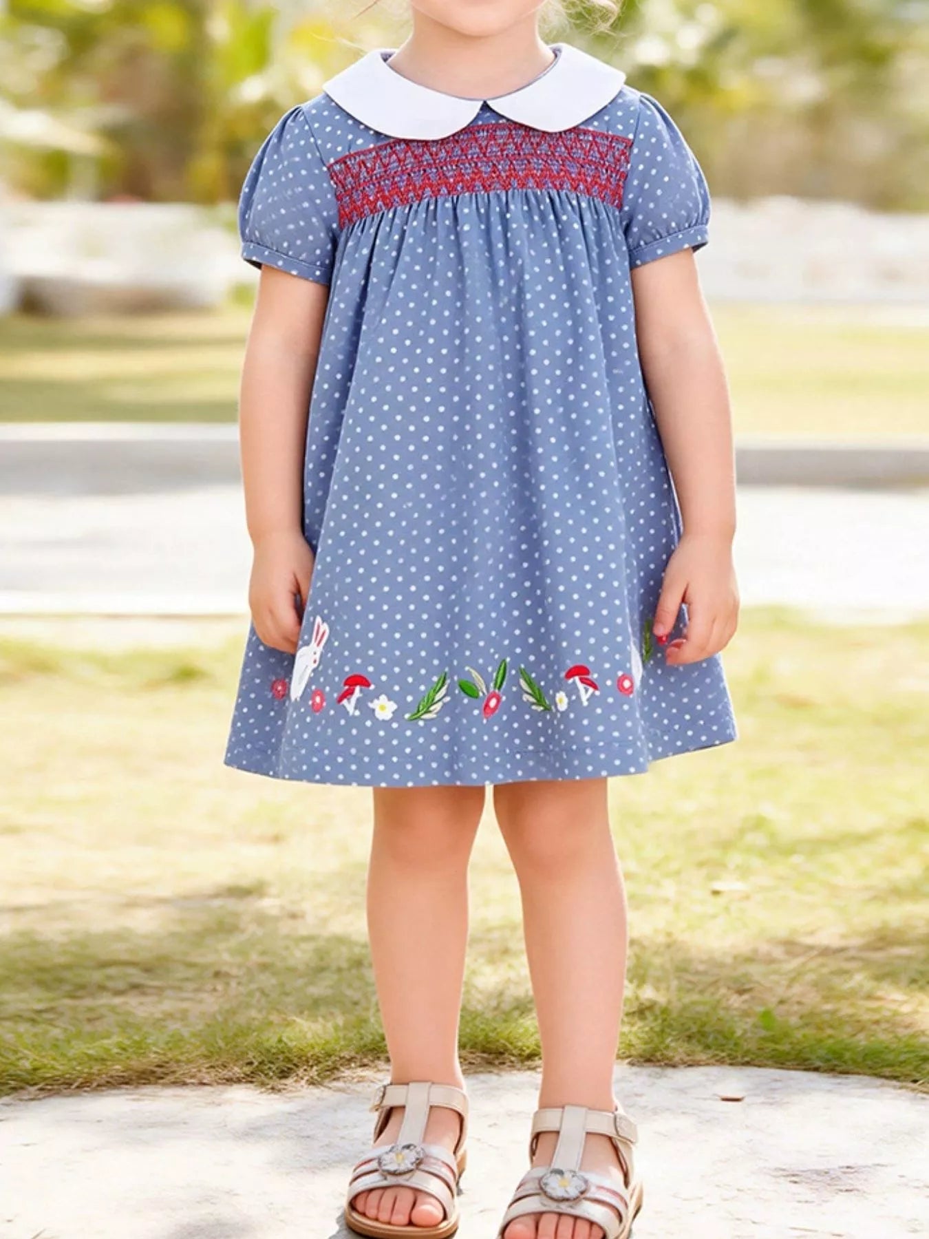 Children's Polka Dot Embroidered Dress