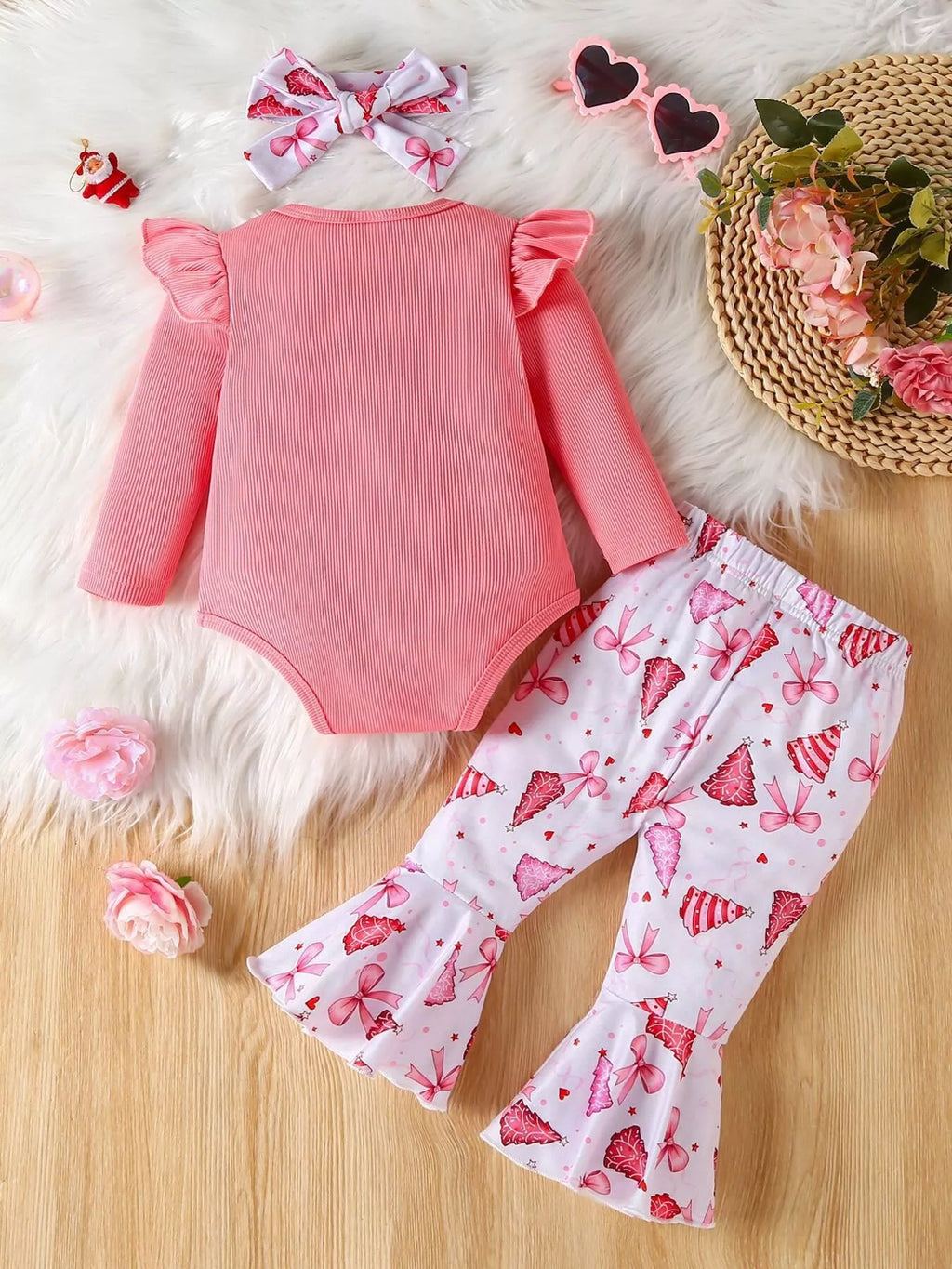 Children's Halloween Graphic Top and Pants 3-Piece Set with Headband