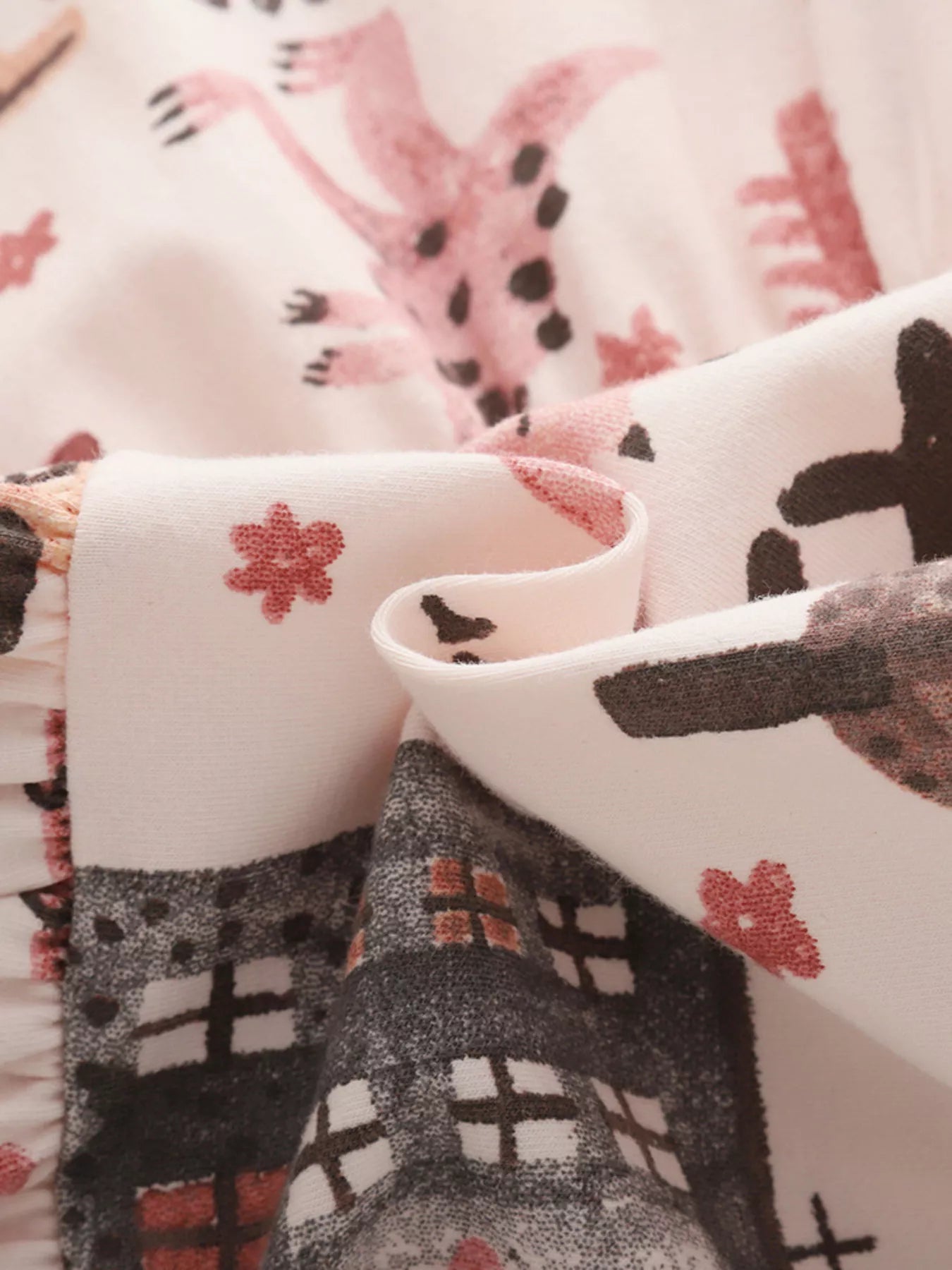 Children's Tiered Cartoon Print Casual Dress