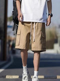 Men's Plus Size Casual Cargo Shorts with Drawstring
