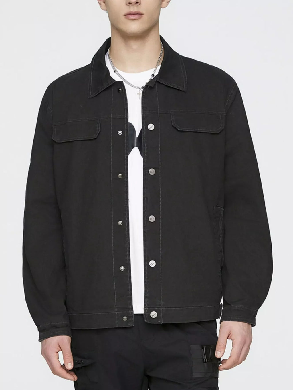 Men's Plus Size Button Up Long Sleeve Jacket