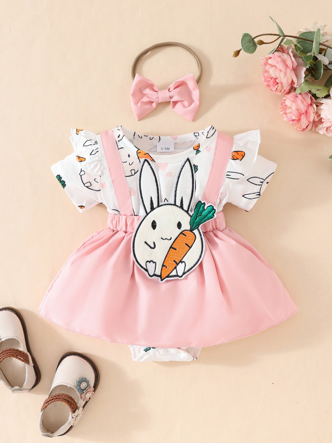 Children's Bunny Applique Short Sleeve Dress