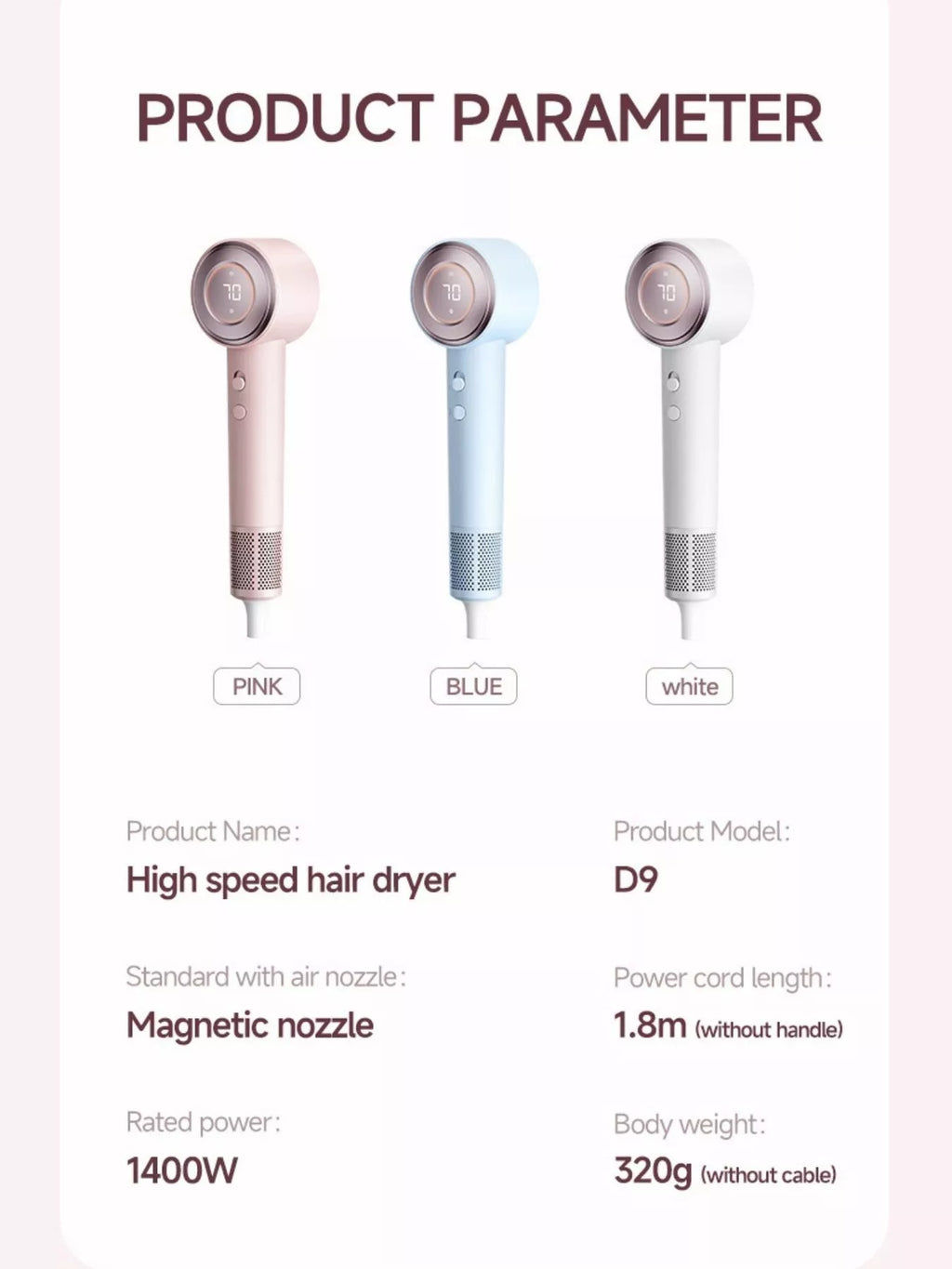 Temperature Control High-Speed Hair Dryer