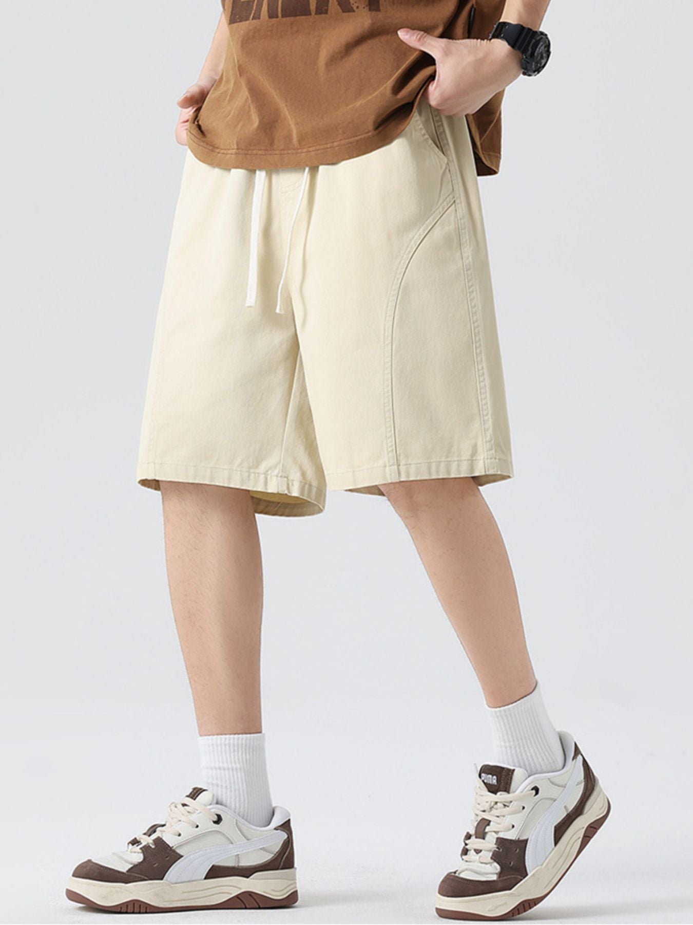 Men's Full Size Casual Loose-Fit Drawstring Shorts Plus Size