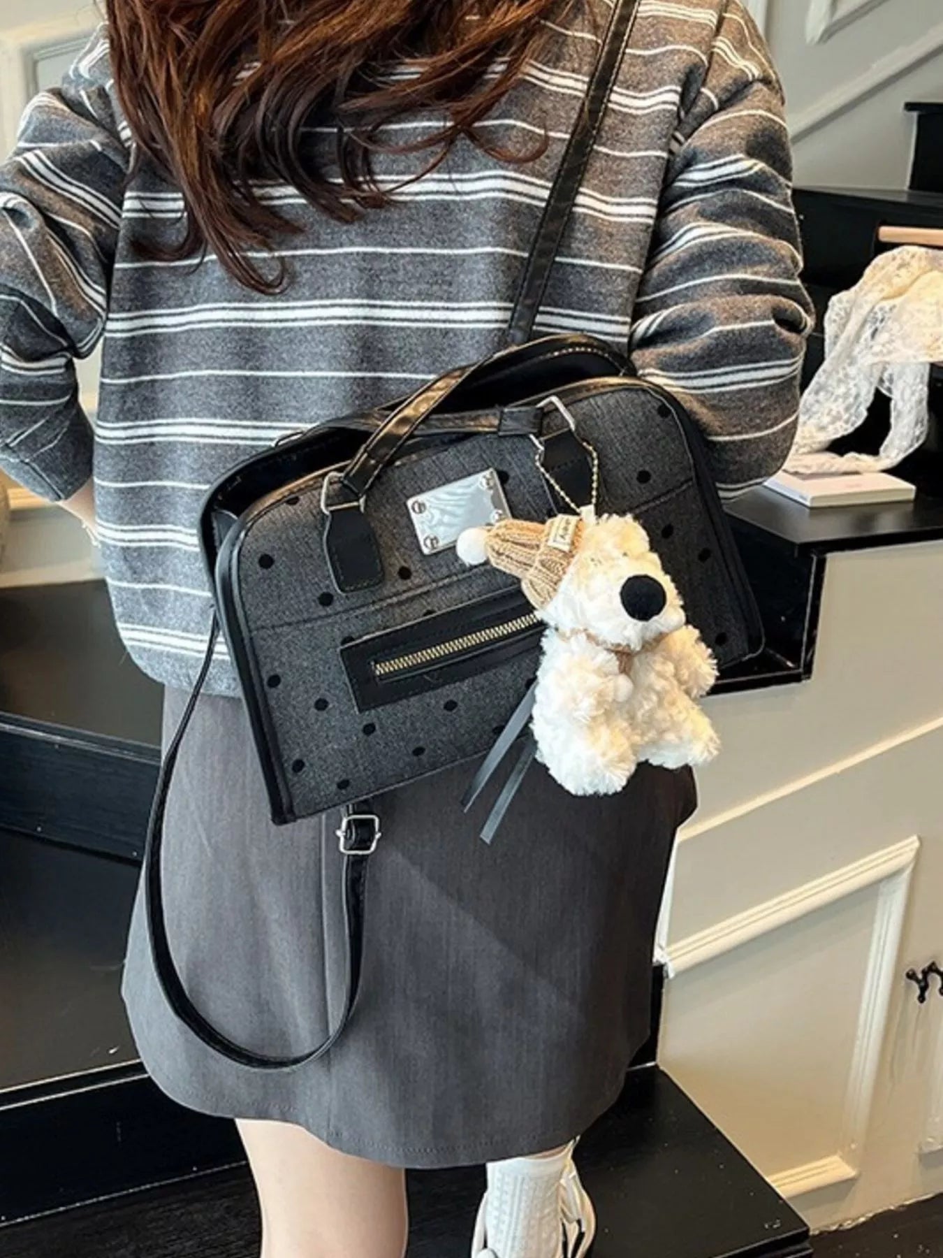 Polka Dot Convertible Shoulder Bag