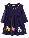 Children's Embroidered Long Sleeve Casual Dress