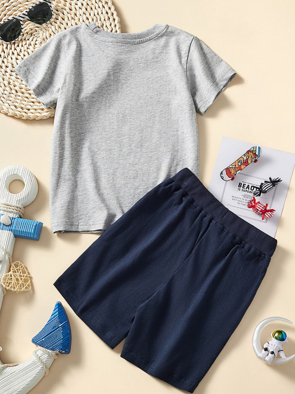 Men's Graphic Short Sleeve Tee and Shorts Set