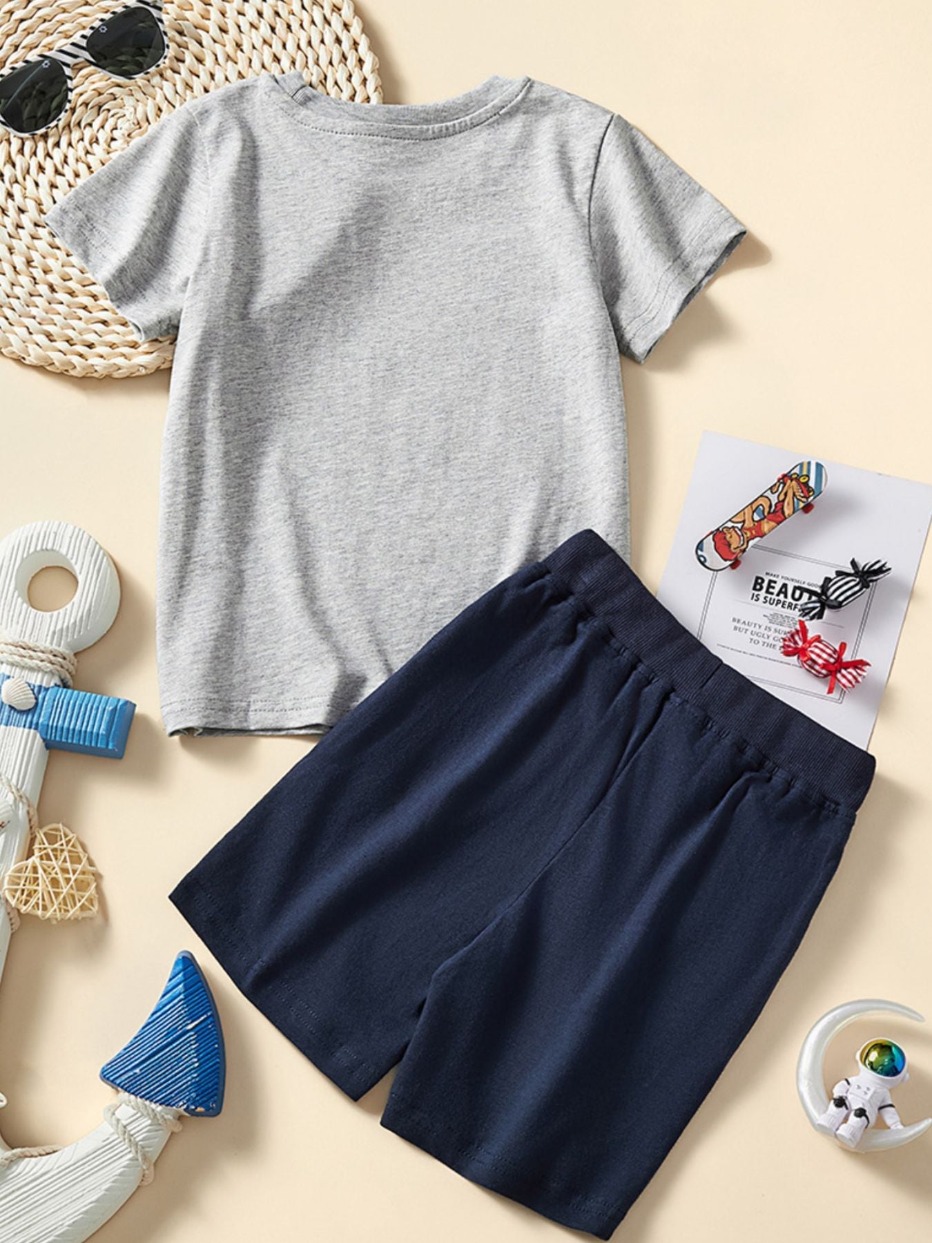 Men's Graphic Short Sleeve Tee and Shorts Set