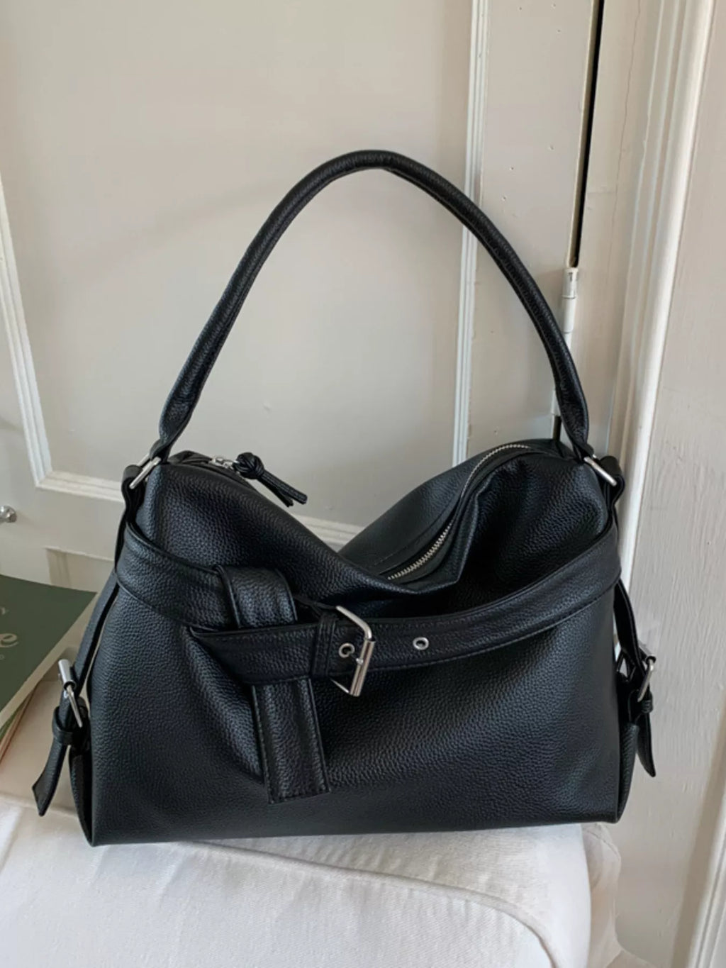 Decor Buckle Leather Shoulder Bag
