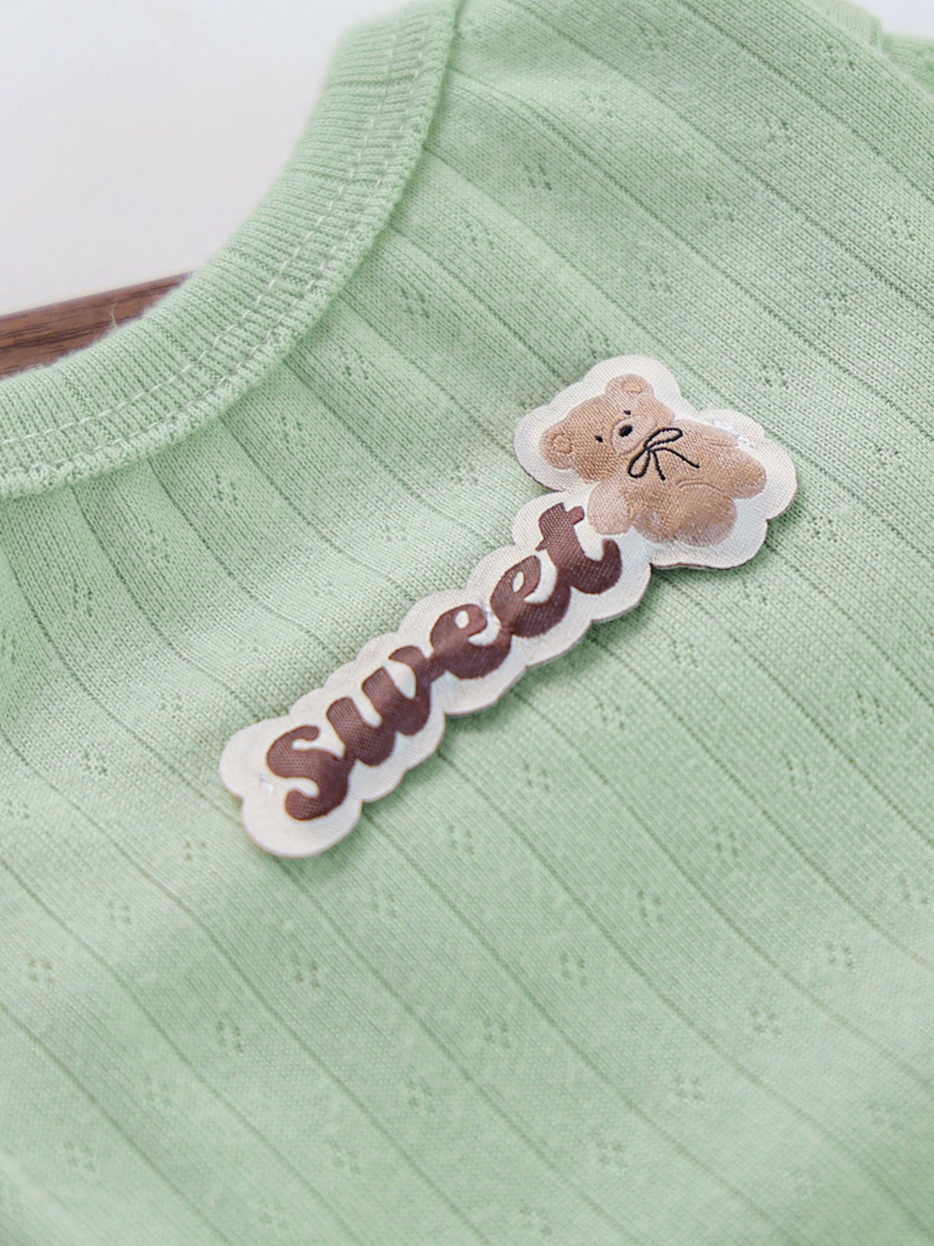 Sweet Bear Patch Ribbed Pet Top
