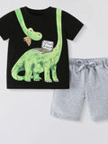 Children's Dinosaur Round Neck Tee and Shorts Set