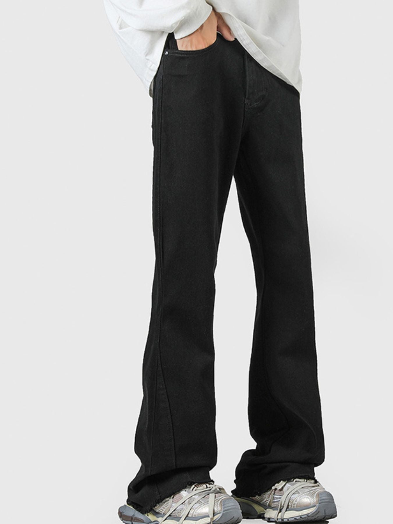 Men's Full Size Raw Hem Flare Jeans Plus Size