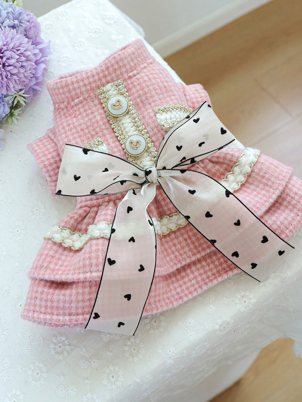 Plaid Ruffle Pet Dress with Bow