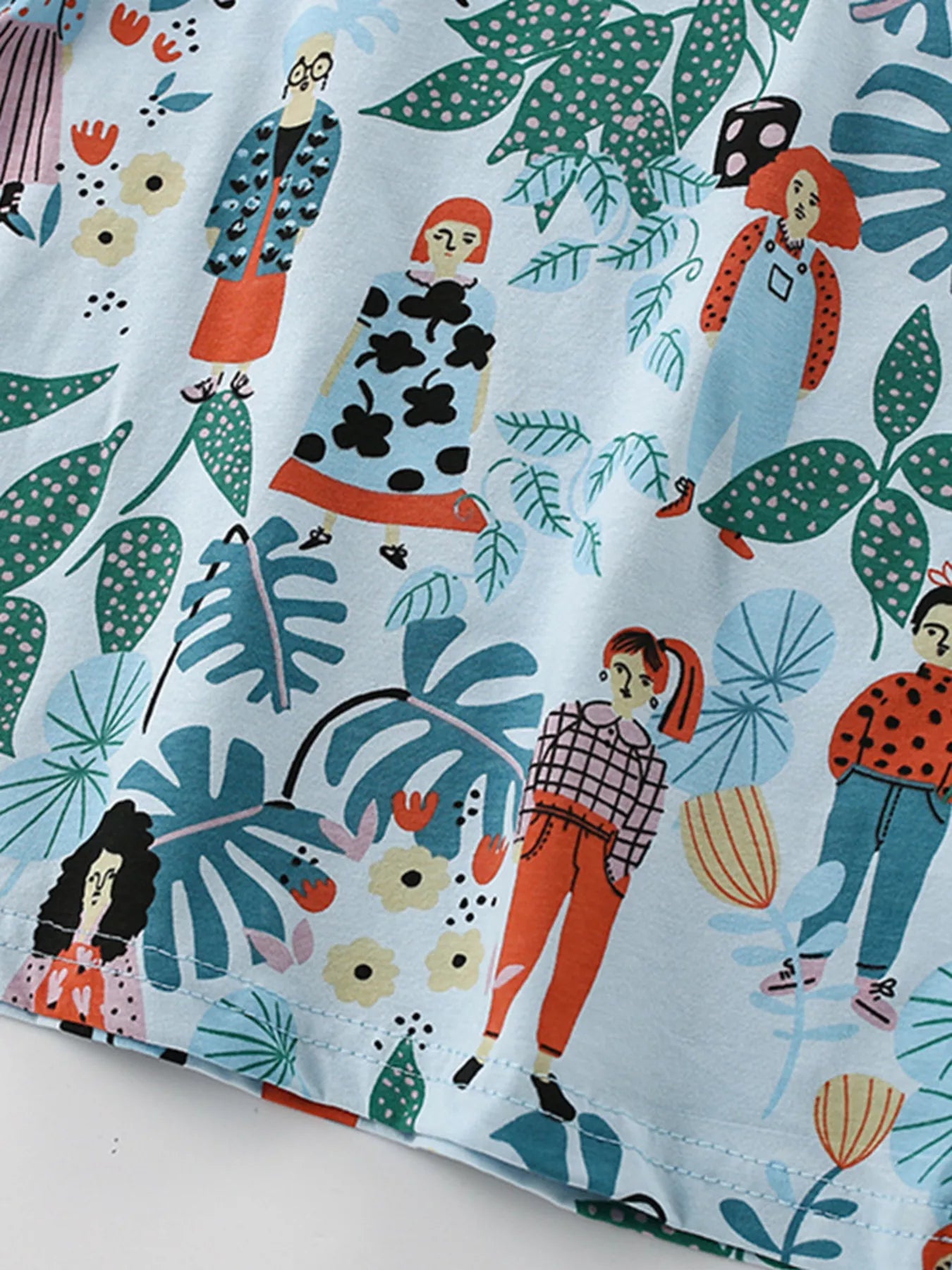 Children's Botanical Print Crew Neck Short Sleeve T-Shirt