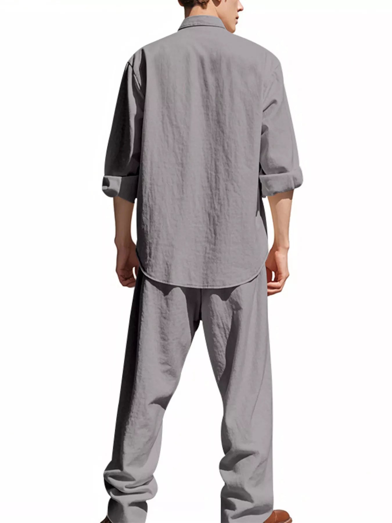Men's Full Size Button Up Long Sleeve Shirt and Pants Plus Size