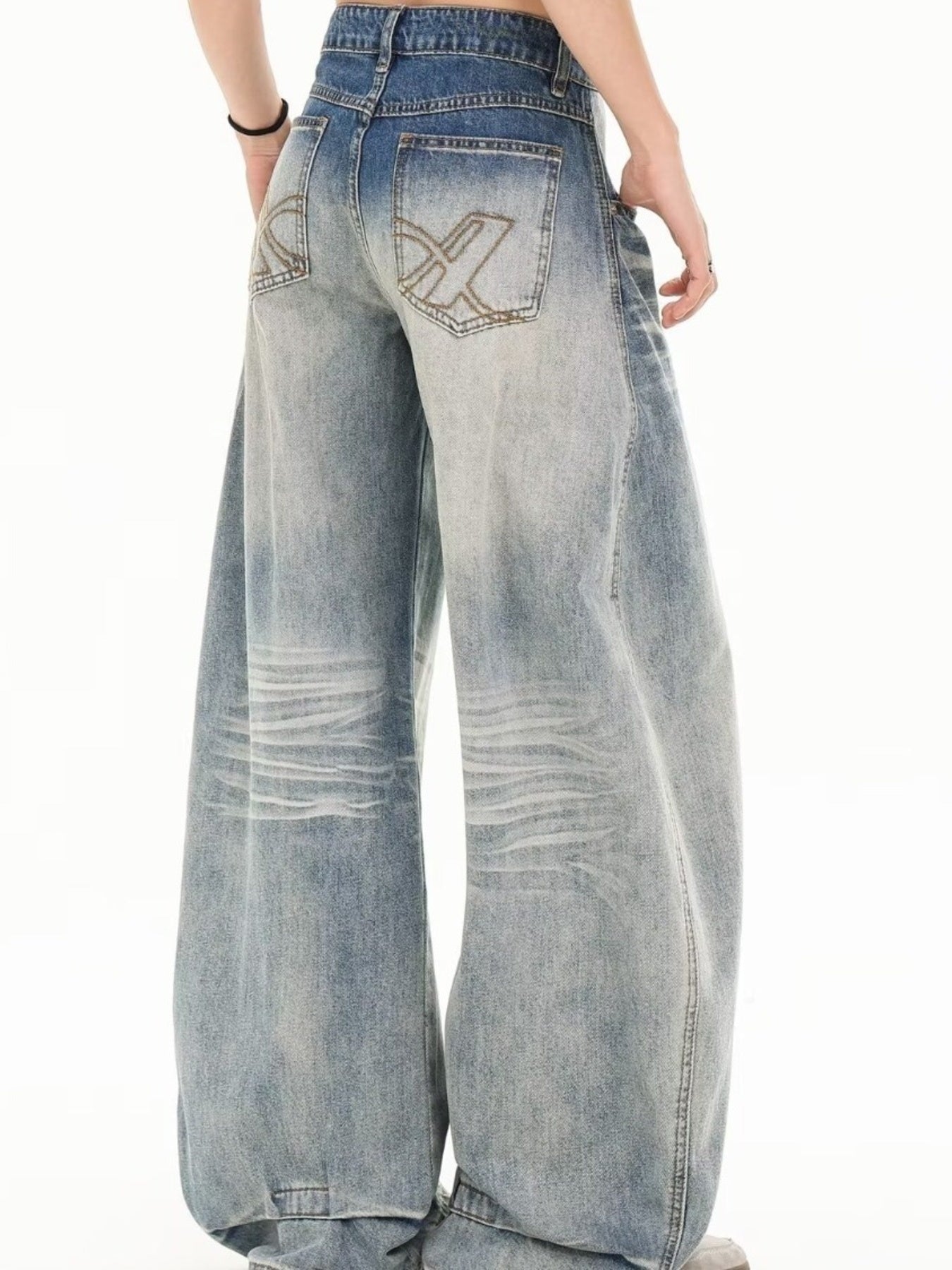 Men's Full Size Washed Wide Leg Jeans Plus Size