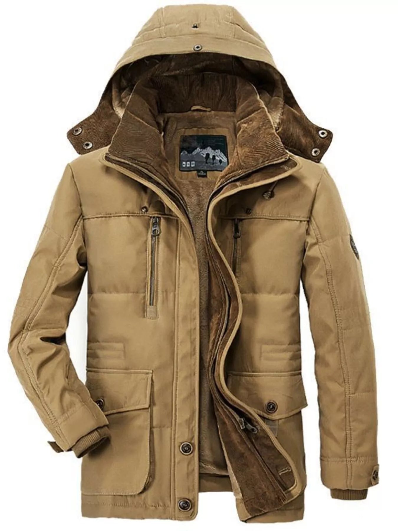 Men's Plus Size Zip Up Hooded Winter Coat