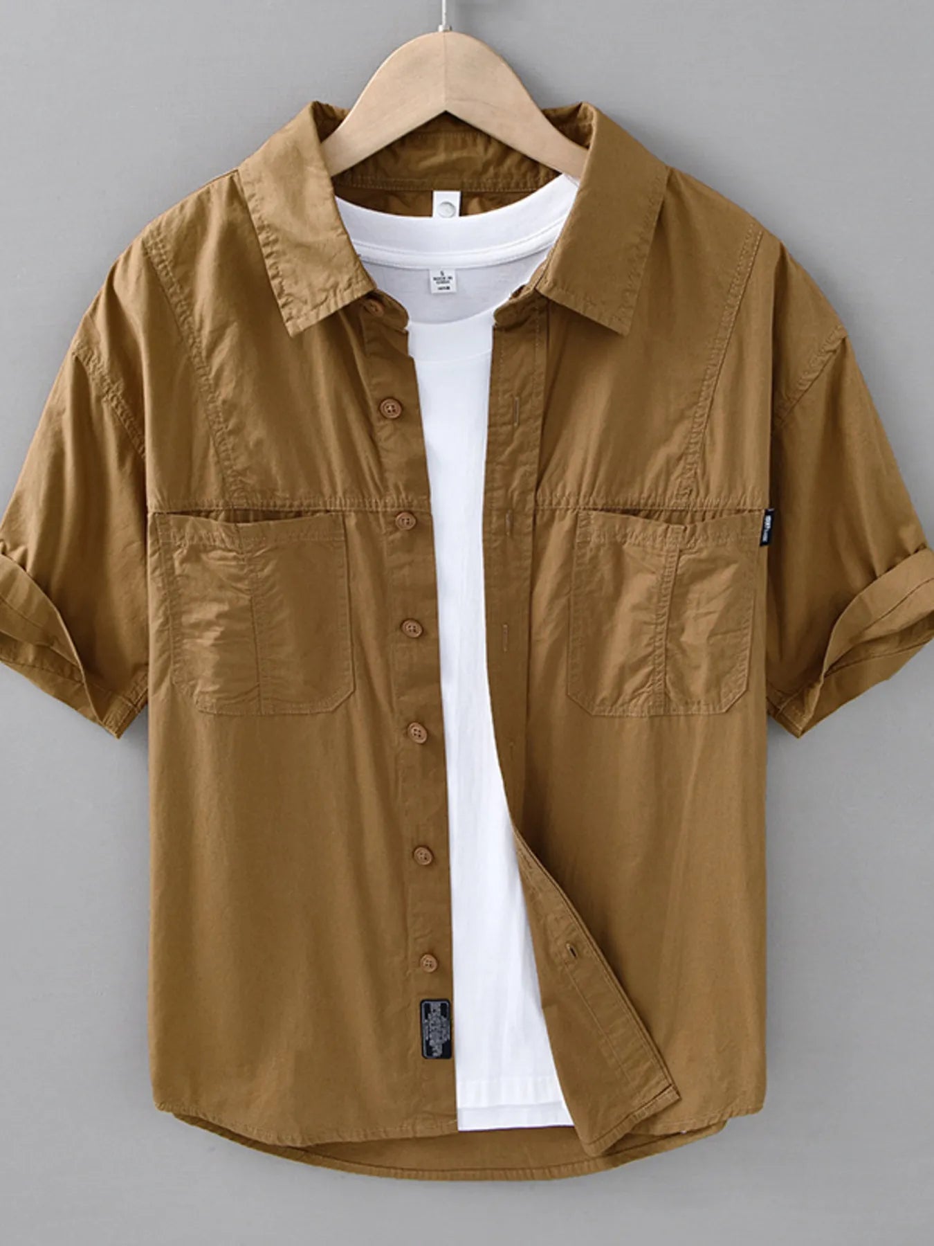 Men's Plus Size Casual Short Sleeve Button-Down Shirt