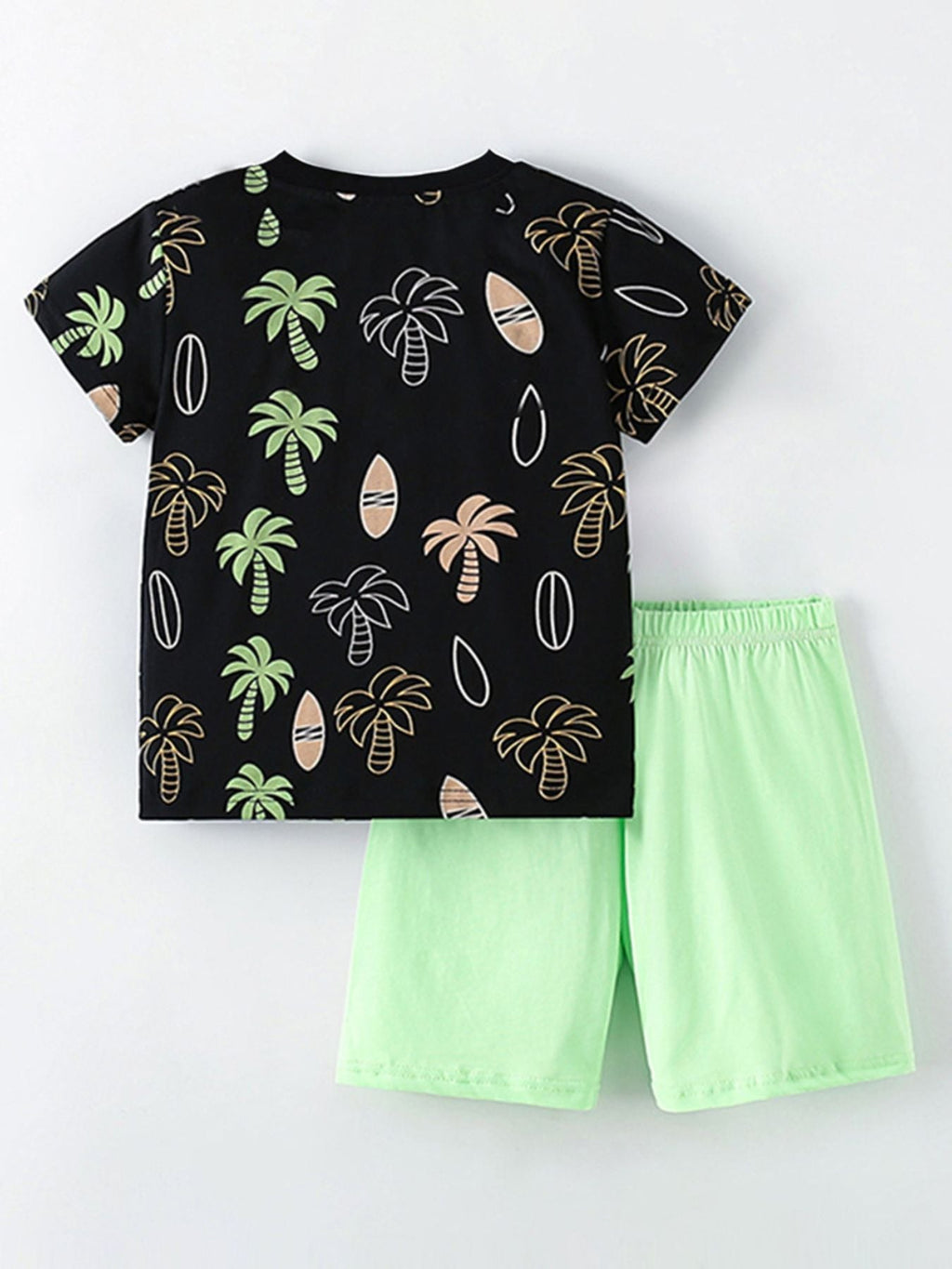 Children's Tropical Palm Tree Print Tee and Shorts Casual Set