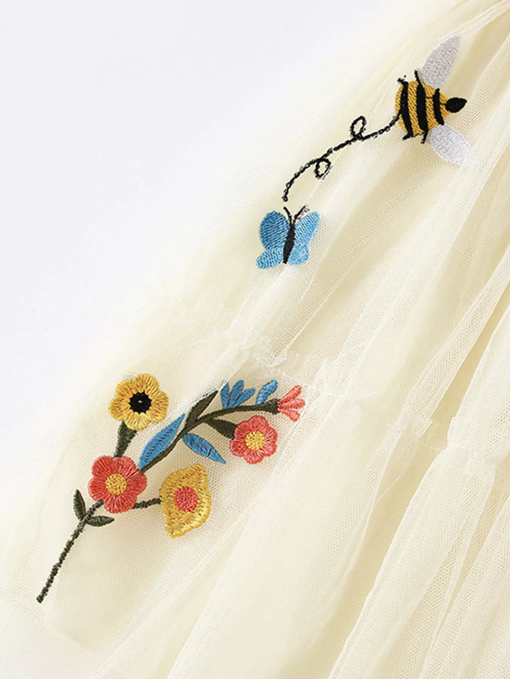 Children's Cute Embroidered Tulle Tiered Dress