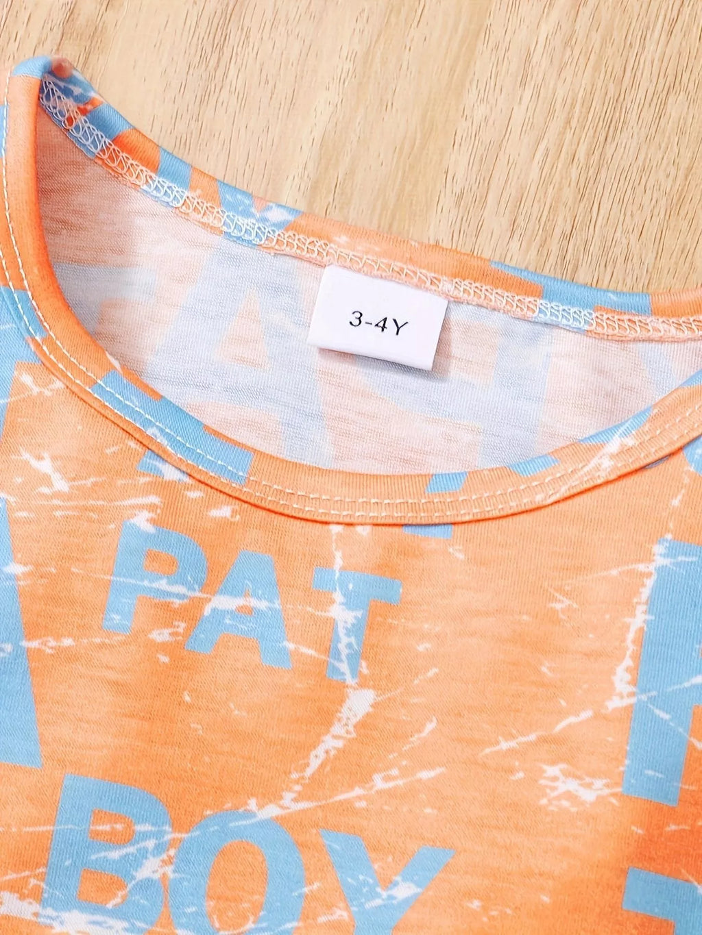 Children's Letter Print T-Shirt & Denim Shorts Set