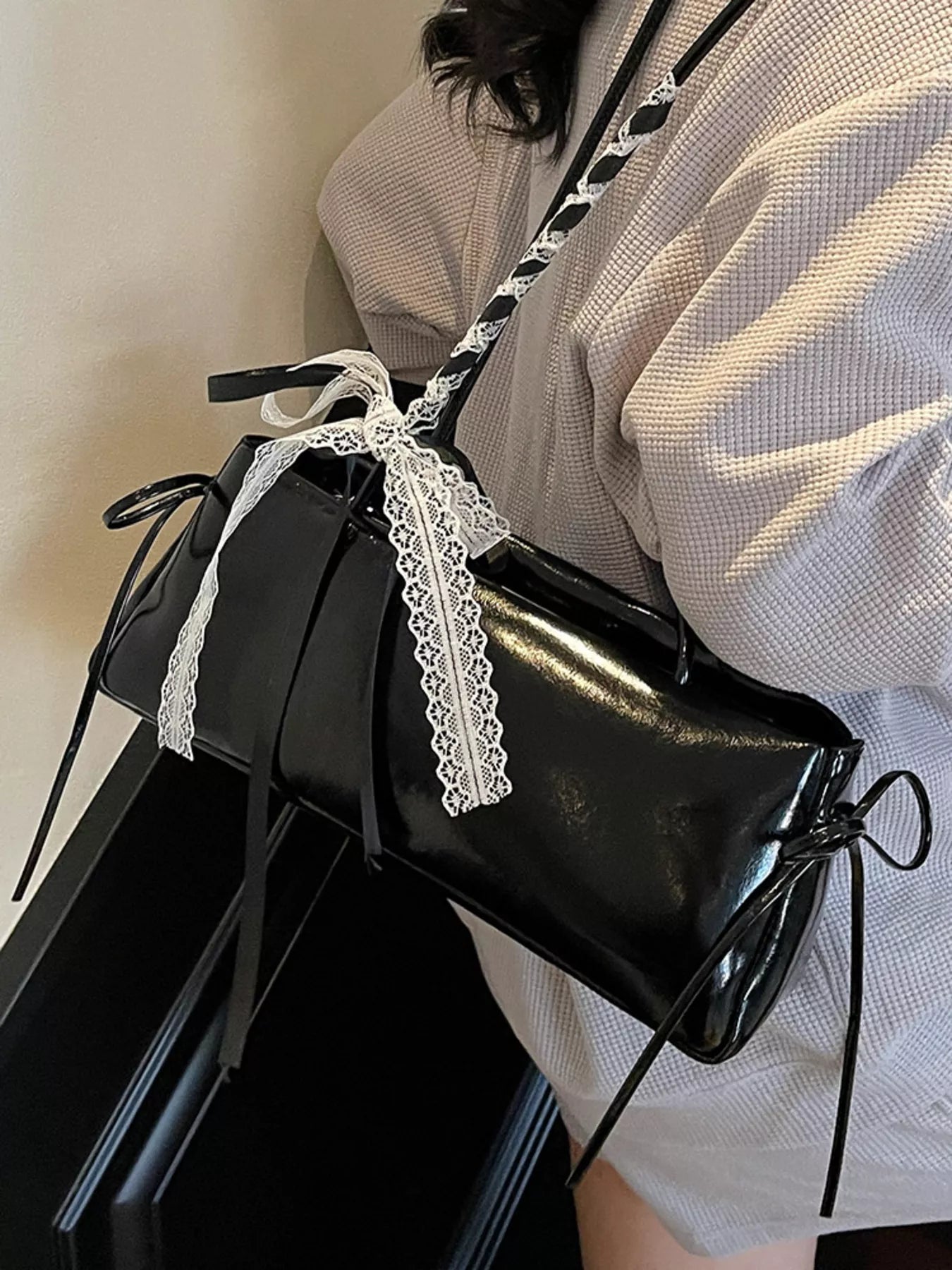 Lace Decor Shoulder Bag